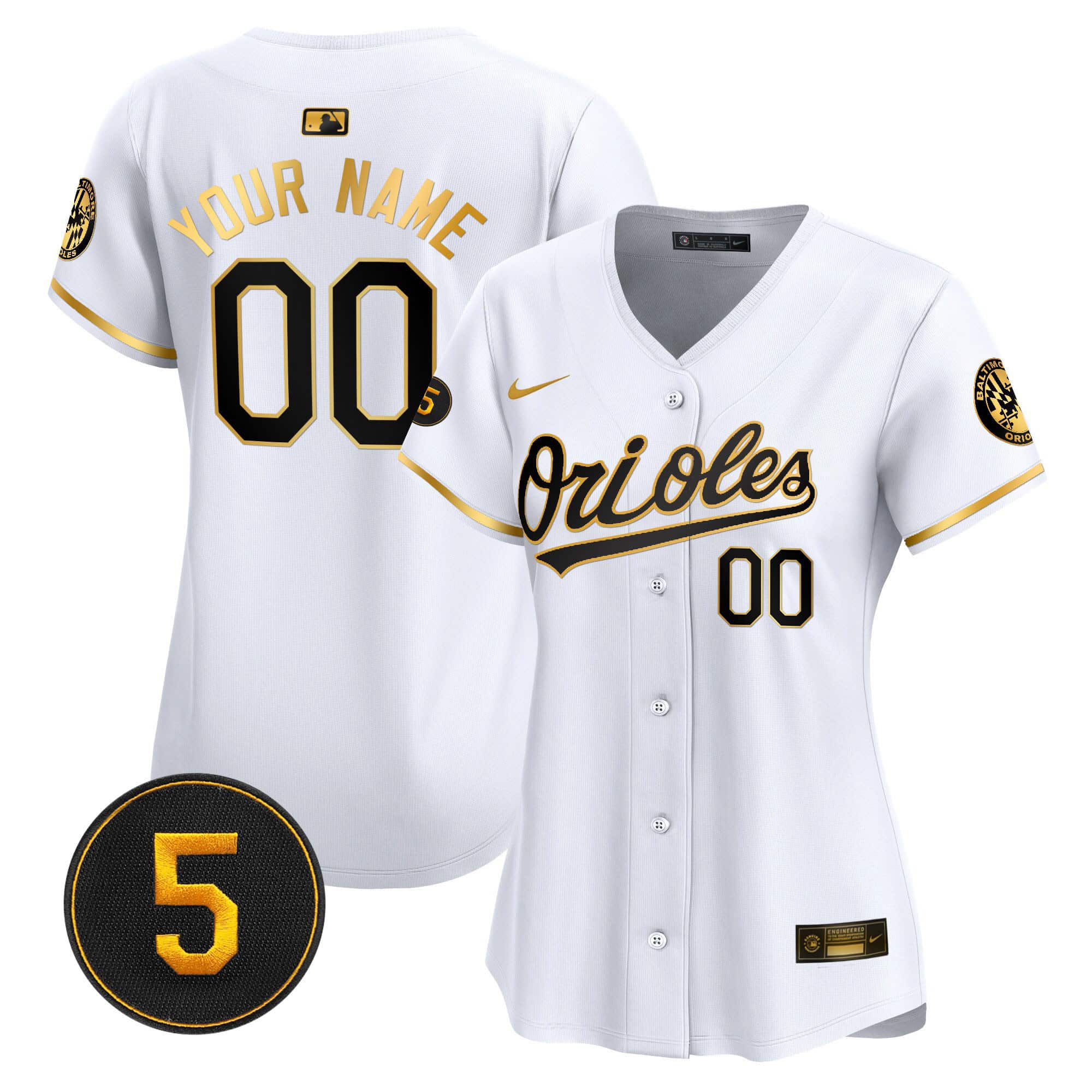 Women Baltimore Orioles White 2024 Nike Robinson Patch Vapor Premier Limited Custom MLB Jersey->customized mlb jersey->Custom Jersey